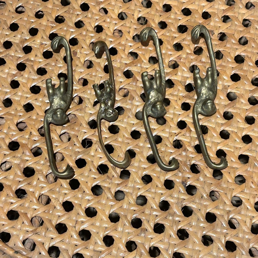 Set of 4 vintage brass monkey hangers